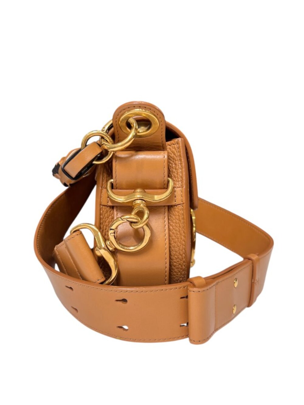 $2090 Chloe Camel Brown Suede Small Tess Gold Handbag Boho Crossbody - Picture 4 of 16
